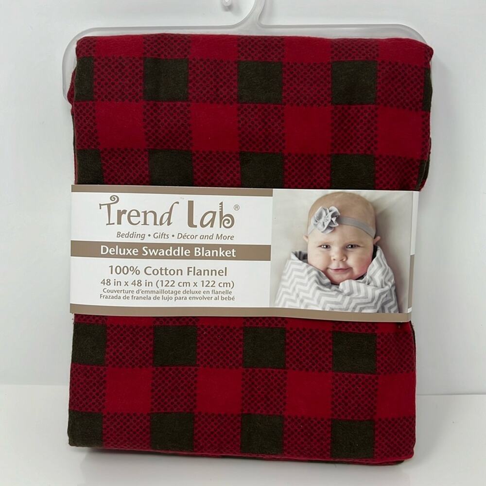 Red and Brown Checkered Deluxe Baby Swaddle Blanket NEW